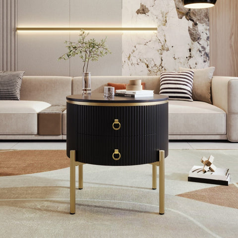 Rootz Side Table - Elegant End Table - Luxury Accent Table - Marble Surface - Adjustable Height - 50cm x 50cm x 51cm