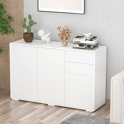 Rootz Sideboard - Chest Of Drawers - 2 Drawers - Standing Cabinet - Push-click - Chipboard - White - 117 Cm X 36 Cm X 74 Cm