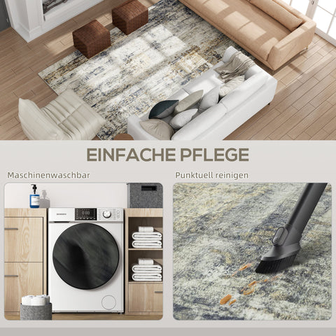 Rootz Living Room Carpet - Modern Artistic Pattern - Washable Rug - Cozy Polyester - 230cm x 160cm x 0.5cm - Grey