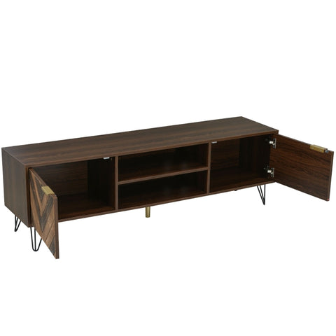 Rootz Elegant TV Cabinet - Media Console - Entertainment Stand - Sturdy Iron Feet - 157L x 38W x 48H cm