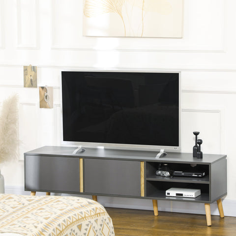 Rootz TV Stand - Television Furniture - Media Console - Scandinavian Design, Ample Storage - 150 x 35 x 45 cm - Grey