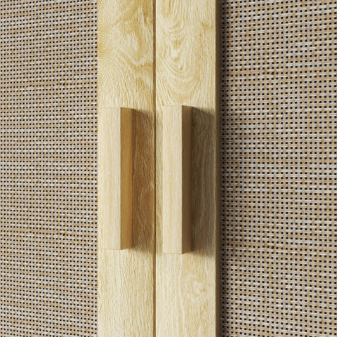 Rootz Wall Mount Bathroom Cabinet - Wall Cabinet - Boho Storage - Moisture-Resistant Rattan Doors - 59cm x 20cm x 66.5cm - Brown