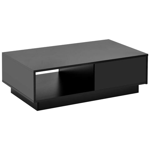 Rootz Modern Coffee Table - Sofa Table - LED Table - Ample Storage - 95L x 55W x 32H cm