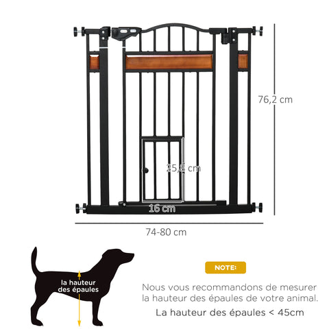 Rootz Pet Security Grille - Pet Barrier - Safety Gate - Adjustable Width - 74 to 80 cm x 76.2 cm - Steel & Pine Wood - Double Locking System