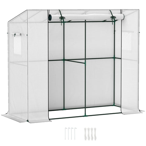 Rootz Mini Lean-To Greenhouse - Cold Frame - Plant Shelter - UV Resistant - 200cm x 76cm x 170/150cm