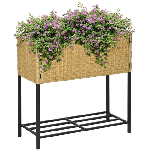 Rootz Raised Bed Planter Garden Bed - Elevated Planter - Outdoor Planter - Durable PE Rattan - Ergonomic Design - Versatile Planting Options - 70L x 30W x 70H cm