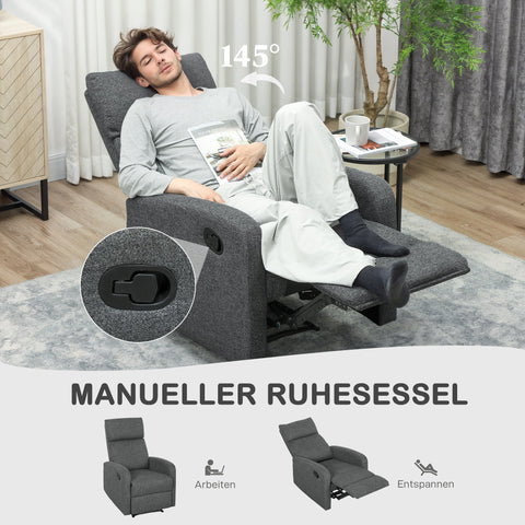 Rootz Relaxation Armchair - Adjustable Lying Chair - Modern Living Room Armchair - High-Density Foam Comfort - Grey - 63x98cm