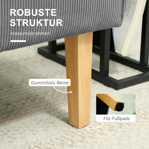 Rootz Two Seater Corduroy Sofa - Loveseat - Couch - Comfortable Padding - 110cm x 62cm x 85cm