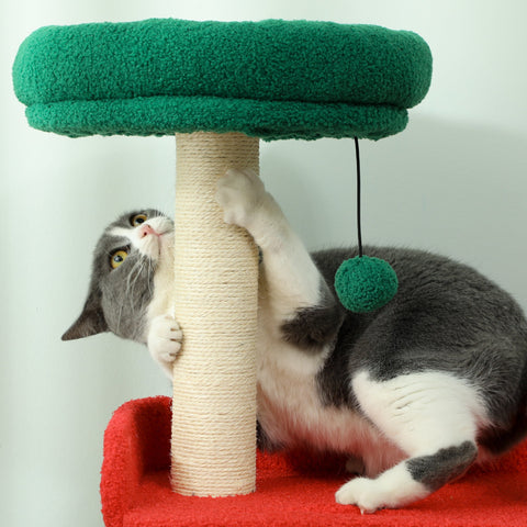 Rootz 135 cm Cat Scratching Post - Christmas Cat Tree - Play Tower - 6 Levels of Fun - 60L x 45W x 135H cm