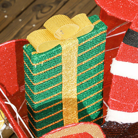 Rootz Shining Christmas Decoration - Santa Claus on Sled - Festive Reindeer Set - 246 LED Lights - Cozy Ambiance - 77L x 28B x 99H cm