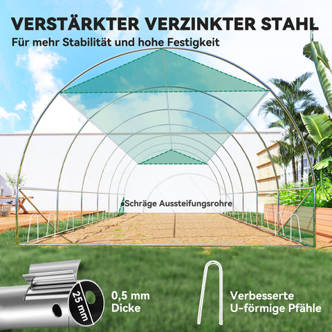 Rootz 6 x 3 x 2 m Polytunnel Greenhouse - Tomato House - Plant Tunnel - UV-Blocker - 600cm x 300cm x 198cm