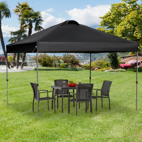 Rootz Garden Pavilion - Folding Pavilion - Pop-up Marquee Garden Tent - Including Pegs Guy Ropes - Oxford - Black - 2.95 x 2.95 x 2.64 m