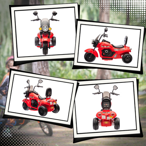 Rootz Electric Children's Motorcycle - Ride-On Bike - 3-Wheeled Scooter - Safe & Fun - 110cm x 48cm x 56cm