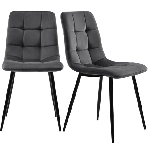 Rootz Set of 4 Dining Chairs - Velvet Look Seating - Comfortable Padded Chairs - Ergonomic Design - 44L x 46W x 86H cm