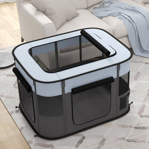 Rootz Foldable Pet Play Run - Puppy Playpen - Kitten Enclosure - Ventilated - 94x74x60cm - Portable with Storage Bag for Indoor/Outdoor Use