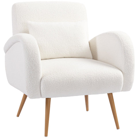 Rootz Upholstery Armchair - Fleece Armchair - Padded Reading Chair - Enhanced Comfort with Lumbar Support - 77cm x 77cm x 83cm White
