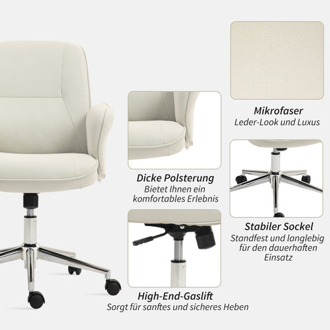 Rootz Office Chair - Desk Chair - Executive Seat - Height Adjustable - 67cm x 69cm x 92-102cm - White