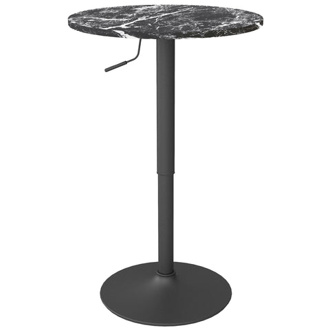 Rootz Marble Look Bar Table - Bistro Table - Height-Adjustable Table - Space-Saving Design - 60 x 60 x 68-93.5 cm