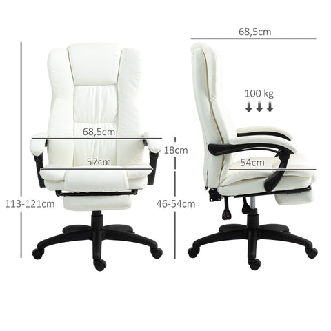 Rootz Massage Office Chair - Executive Chair - Vibrating Chair - Faux Leather - 68.5cm x 68.5cm x 113-121cm
