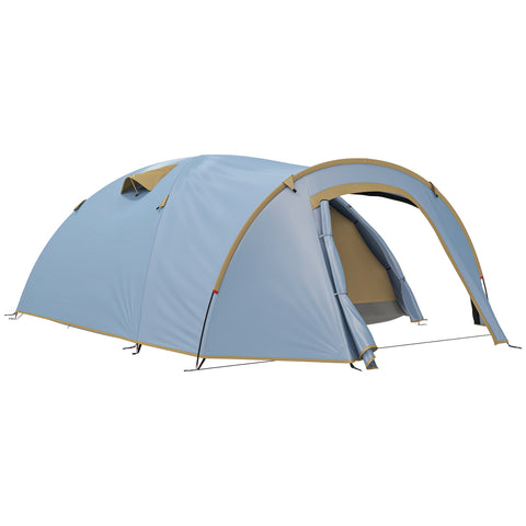 Rootz 4-Person Waterproof Camping Tent - Tunnel Shelter - Trekking Tent - UPF50+ Protection - 3.45m x 2.4m x 1.3m - Blue