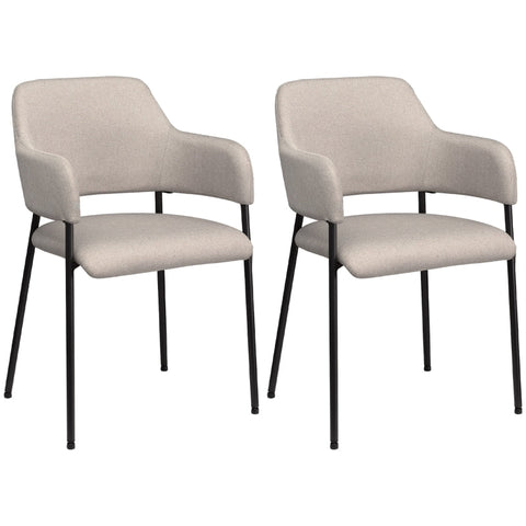 Rootz 2 Piece Dining Chair Set - Kitchen Chair - Reading Chair - Linen-Look Fabric - Stable Base - 54cm x 54cm x 84cm