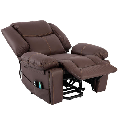 Rootz Power Massage Chair - Recliner - Heated Armchair - 8-Point Massage - Brown PU Leather - 85L x 75W x 103H cm
