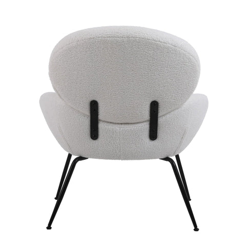 Rootz Teddy Velvet Dressing Chair - White Metal Leg Accent Chair - Comfy Lounge Seat - Luxurious Comfort - 74.1L x 77.9W x 81H cm