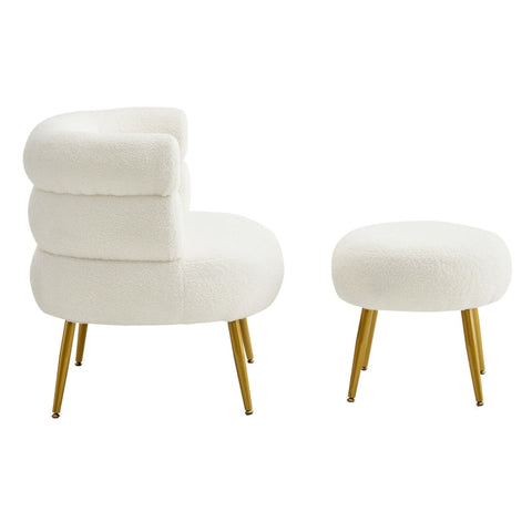 Rootz White Recliner Chair & Footstool Set - Armchair - Lounge Chair - Optimal Comfort - 69cm Seat Width x 69cm x 67cm x 73cm