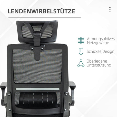 Rootz Vinsetto Office Chair - Ergonomic Chair - Adjustable Chair - Lumbar Support - Tilt Function - 58cm x 61cm x 102-119cm