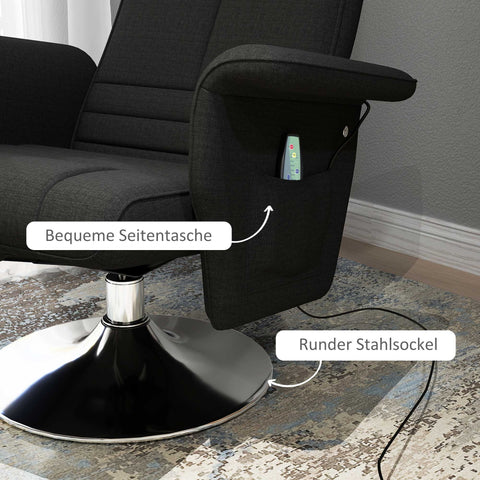 Rootz Massage Chair with Stool - Recliner - Relaxation Chair - 8-Point Vibration - 78cm x 95cm x 88cm