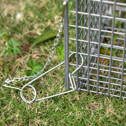 Rootz Foldable Fishing Cage - Trap Cage - Animal Catcher - Easy Installation - 81cm x 26cm x 34.5cm Steel Silver