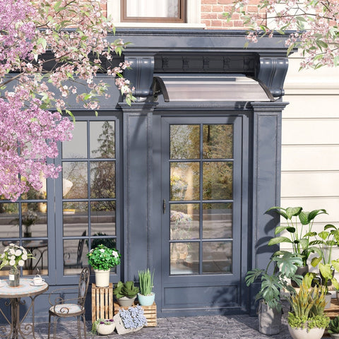 Rootz Entryway Canopy Awning - Front Door Awning - Protective Door Canopy - Transparent Canopy - UV Rain Snow Protection - 103cm x 96.5cm x 27cm
