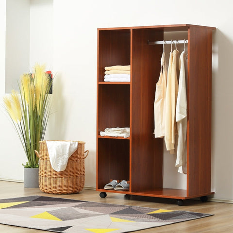 Rootz Mobile Wardrobe - Rolling Closet - Portable Wardrobe - Ample Storage - Easy Mobility - Durable Design - 80cm x 40cm x 128cm