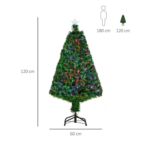 Rootz Artificial Christmas Tree with LED Lights - Holiday Tree - Festive Decor - Realistic Design - Vibrant LED Lights - Easy Setup - 120cm x 60cm - PVC and Metal