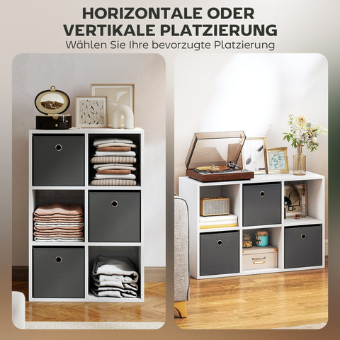 Rootz 6 Compartment Storage Shelf - Organizer - Display Unit - Scratch-Resistant - 53.7cm x 30cm x 79.8cm - Grey