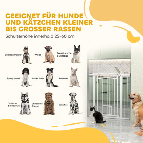 Rootz Adjustable Pet Gate - Stair Gate - Dog Gate - Secure Locking - 76-104W x 106H cm - Includes Cat Door