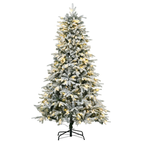 Rootz Artificial Christmas Tree - Snowy LED Lighted Tree - Pre-Lit Holiday Tree - Easy Assembly - Energy-Efficient - Realistic Appearance - 180cm x Ø105cm - Plastic & Steel