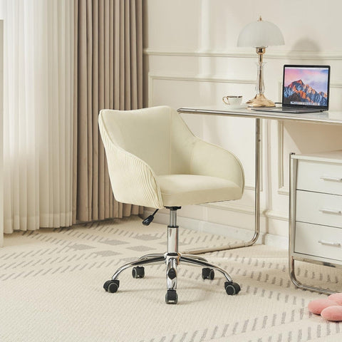 Rootz Adjustable Swivel Velvet Chair - Office Furniture - Makeup Stool - Optimal Comfort - 56L x 55W x 83H cm