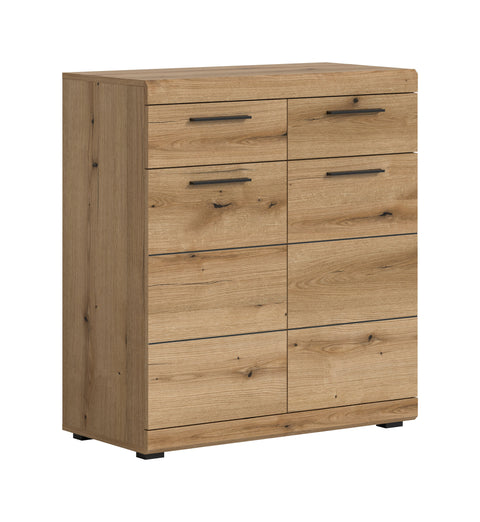 Rootz Evoke Oak Chest of Drawers - Shoe Cabinet - Storage Unit - Ample Storage - 90x96x37 cm