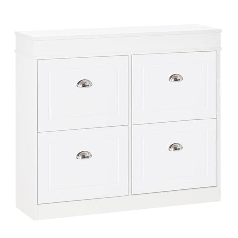 Rootz Shoe Cabinet with 4 Drawers - Storage Unit - Modern Organizer - Holds 32 Pairs - 98cm x 24cm x 83cm