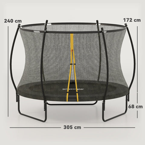 Rootz Garden Trampoline - Outdoor Trampoline - Safety Net - High Jumps - Ø 305 x 240H cm - Black - CE Certified