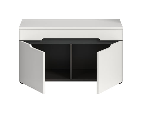 Rootz White Imitation Leather Bench - Entryway Seating - Shoe Storage - Durable Design - 80cm x 45cm x 37cm