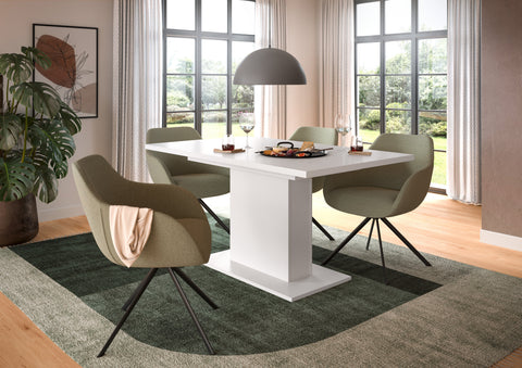 Rootz Extendable Dining Table - White - Chipboard Table - Durable & Easy Cleaning - 150-190cm x 76cm x 80cm