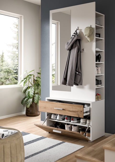 Rootz Wardrobe Combination - Closet Organizer - Space-Saving Storage - Easy-Care Surface - 80cm x 190cm x 38cm