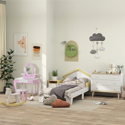 Rootz Children's Vanity Table Set - Dressing Table - Makeup Station - Promotes Independence - 65.5cm x 46cm x 93cm