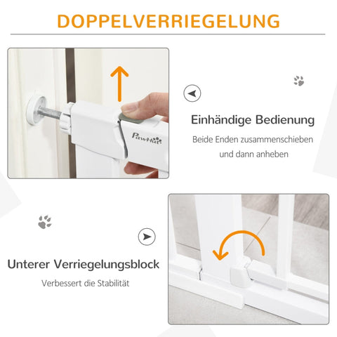 Rootz Door Safety Gate - Pet Barrier - Pet Gate - Automatic Closing - Enhanced Stability - Convenient Small Door - 75-131cm x 76cm - Metal, ABS