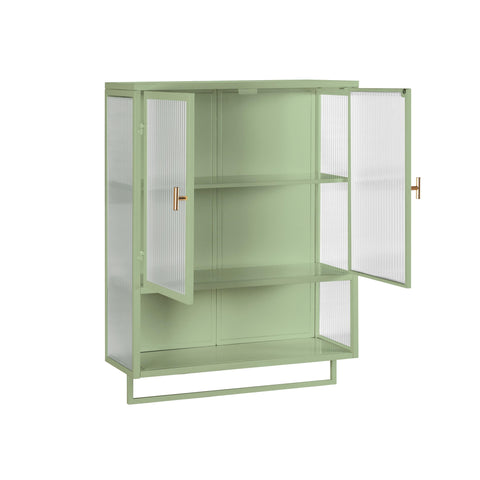 Rootz Modern Wall Cabinet - Glass Display - 2-Door Storage - Space-Saving Design - 60x23x78cm