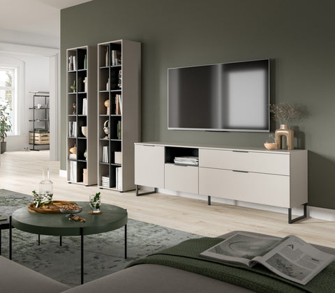 Rootz 3 Piece Set Living Room Furniture - Storage Shelves - TV Lowboard - Easy-Care Surfaces - 305x192x41cm