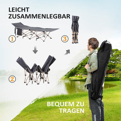 Rootz Field Bed - Camping Bed - Foldable Bed - Weather-Resistant - Easy Transport - 190x68x52cm, Grey