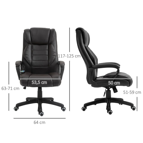 Rootz Executive Chair with Massage - Ergonomic Office Chair - Swivel Desk Chair - Maximum Comfort - 64W x 74D x 112-120H cm